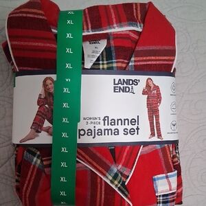 Lands' End Red and White Flannel Pajama Set